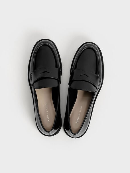 Chunky Penny Loafers, Black, hi-res