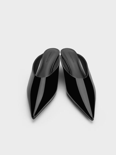 Patent Pointed-Toe Wedge Mules, Black Patent, hi-res