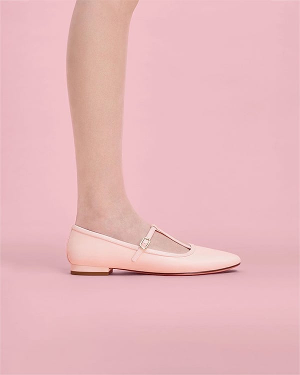 Women’s Light Pink T-Bar Mary Jane Flats - CHARLES & KEITH